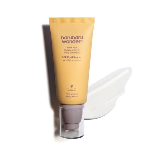 haruharu wonder Black Rice Moisture Airyfit Daily Sunscreen 1.69fl.oz – SPF 50+ PA++++, Broad Spectrum UVA/UVB, Airless Pump, Antioxidant, Non-Greasy Velvet Finish, Hydrating, Clinically Tested