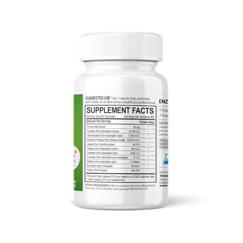 NANOWELL Enzyme Premium S - Digestive Health Multi-Enzyme Supplement with 10 Enzymes, Including Bromelain and Papain - 60 Capsules, 60-Day Supply