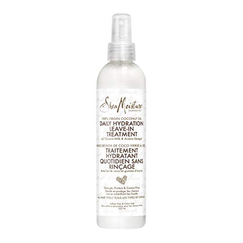 Shea Moisture 100% Virgin Coconut Oil Leave-in Treatment, Shine Curly and Tame Frizz for Tangle-Free Hair, All Natural certified Organic, 8 Ounce