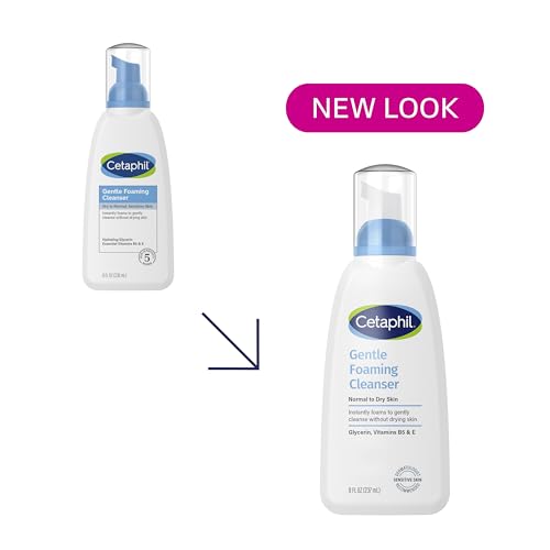 Cetaphil Oil Free Gentle Foaming Cleanser For Dry to Normal, Sensitive Skin, 8oz Pack of 2, Made with Glycerin and Vitamins B5 and E, Dermatologist Tested, Hypoallergenic, Soap Free, Fragrance Free