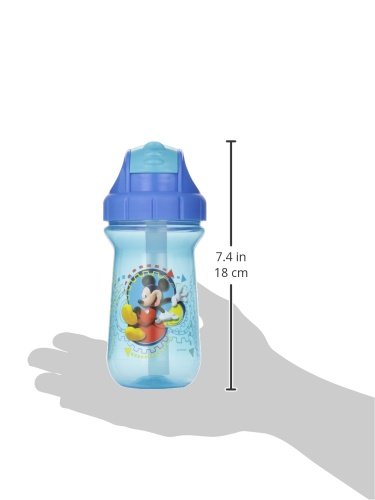 The First Years Disney Mickey Mouse Toddler Straw Cup - Spill Proof Flip Top Toddler Sippy Cups - 18 Months and Up - 10 Oz