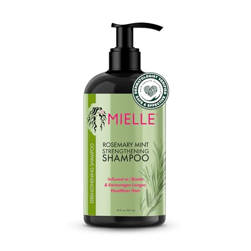 Mielle Organics Rosemary Mint Strengthening Shampoo Infused with Biotin, Cleanses and Helps Strengthen Weak and Brittle Hair, 12 Ounces