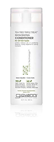 GIOVANNI Tea Tree Triple Treat Invigorating Conditioner, 8.5 oz. - Cooling Peppermint, Eucalyptus, Rosemary, Helps Dry Flaking Scalp, Lauryl and Laureth Sulfate Free, Paraben Free