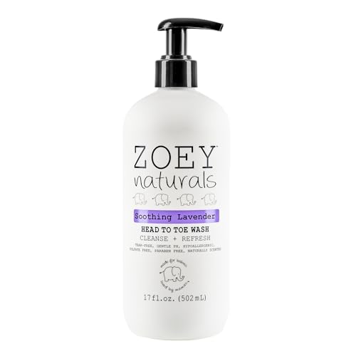 Zoey Naturals - Soothing Lavender Wash & Shampoo - Toddlers & Kids - With Tear-free, Paraben-Free, All Natural Ingredients for Sensitive Skin- 17 Oz