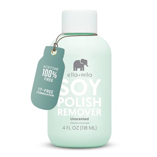 ella+mila Soy Nail Polish Remover Non-Acetone Nail Polish Remover - Non-Toxic Fingernail Polish Remover - For Natural Nail Polishes - Unscented & Enriched With Vitamins A, C & E(4 fl oz) Teal