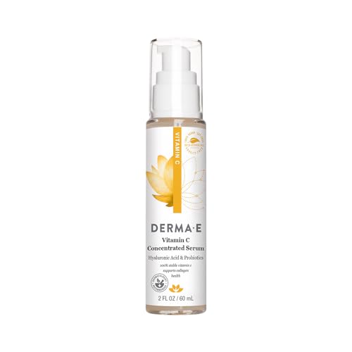 DERMA E Vitamin C Concentrated Serum with Hyaluronic Acid, Vitamin E & Aloe, All Natural, Antioxidant-Rich Concentrated Facial Serum – Firming and Brightening Vitamin C Face Serum, 2oz