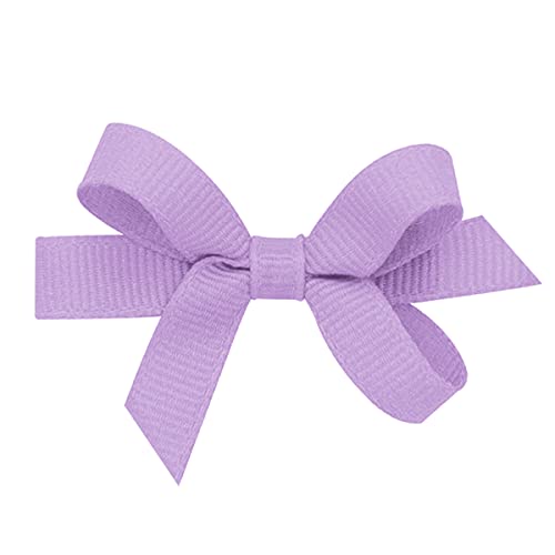 Wee Ones Girls' Plain Wrap Classic Grosgrain Hair Bows on a WeeStay No-Slip Hair Clip, Handmade, Small, Light Orchid