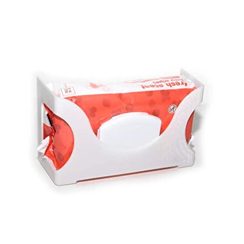 Gadjit Baby Wet Wipes, Hand Wipes Wall Dispenser | Mounts on a Wall and Holds Up to an 84 Count Pack of Wipes | Keeps Wipes Always Within Easy Reach of Messes (White)