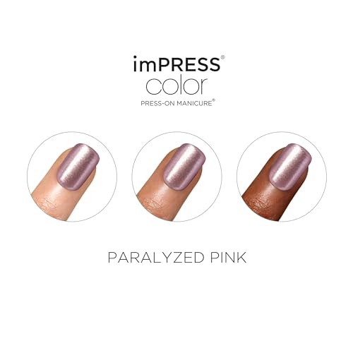 KISS imPRESS No Glue Mani Press On Nails, Color, 'Champagne Pink', Pink, Short Size, Squoval Shape, Includes 30 Nails, Prep Pad, Instructions Sheet, 1 Manicure Stick, 1 Mini File