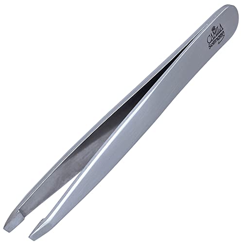 Camila Solingen CS25 4 Professional Surgical Grade Stainless Steel Precision Tip Eyebrow Tweezers for Facial Hair Shaping & Removal. Beauty Tool for Men/Women. Made in Solingen Germany (Slanted)