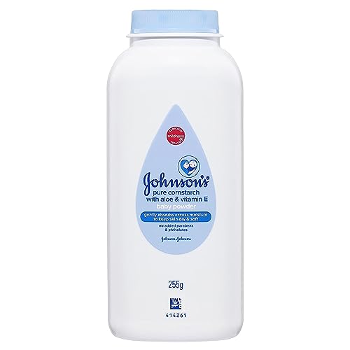 Johnson's Baby Powder with Naturally Derived Cornstarch Aloe & Vitamin E, Hypoallergenic, 9 oz