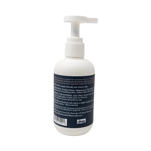 Magnesium Body Lotion by Living the Good Life Naturally - Handmade in the USA with Vitamin E, Jojoba Oil, Cocoa Butter, and Magnesium Chloride for Sensitive Skin (Bottle color may vary) - 200 mL