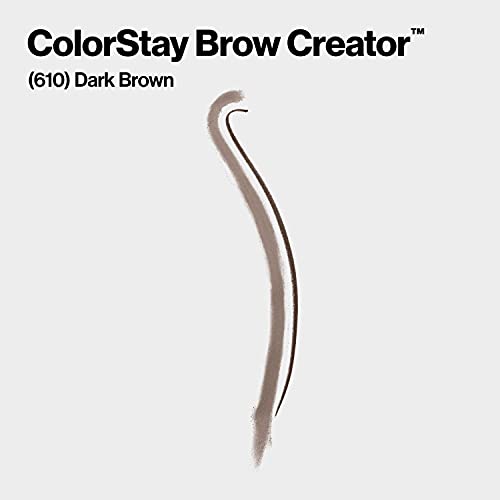 Revlon Eyebrow Pencil & Powder, ColorStay Brow Creator 2-in-1 Eye Makeup with Spoolie, Longwearing with Precision Tip, 610 Dark Brown, 0.23 Oz