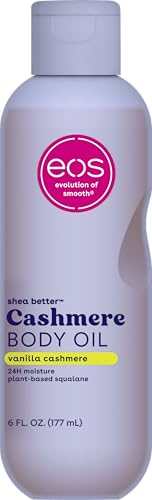 eos Cashmere Body Oil, Vanilla Cashmere, 24 Hour Moisture, Plant-Based Squalane to Soothe, Soften And Smooth Dry Skin, 6 fl oz