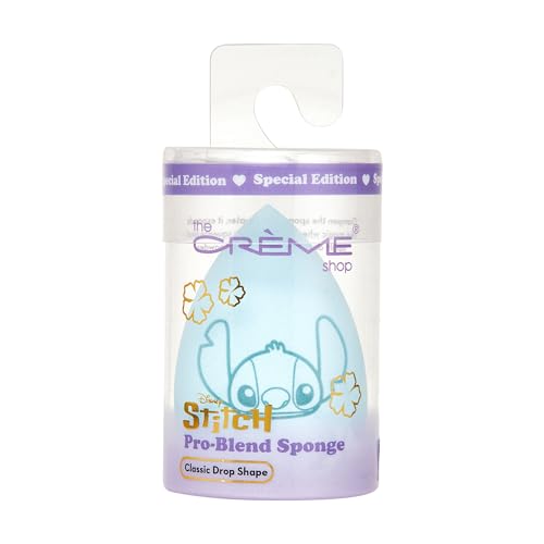 The Crème Shop Stitch Pro Blend Sponge, Classic Beuaty Blender Shape, Makeup Sponges for Foundation Makeup- Special Edition (Blue)