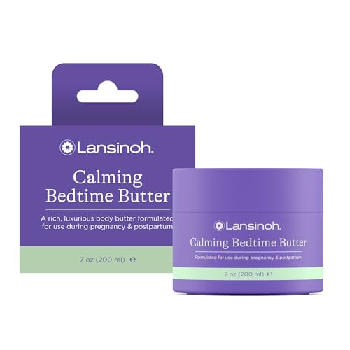 Lansinoh Magnesium Bedtime Butter Body Lotion for Pregnant Moms, Calm Magnesium Lotion for Aching Muscles, Lotion for Women & Soothing Massage, Promote Relaxation, Help Ease Cramps, 7 oz.