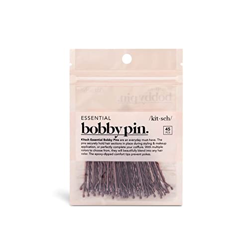 Kitsch Mini Bobby Pins, Hair Pins for Thin Hair, Small Bobby Pins for Girls Hair Accessories, Blonde Bobby Pins for Thick Hair, Hairpins, Bobby Pins Blonde Hair, 45 pcs (Brown)