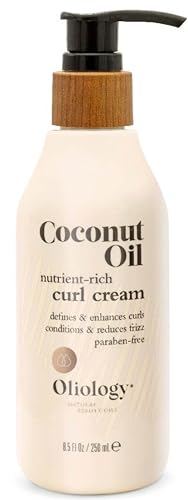 Oliology Coconut Oil Curl Cream - Defines & Enhances Curls & Waves | Botanically Infused | Conditions & Reduces Frizz | Made in USA, Cruelty Free & Paraben Free (8.5oz)