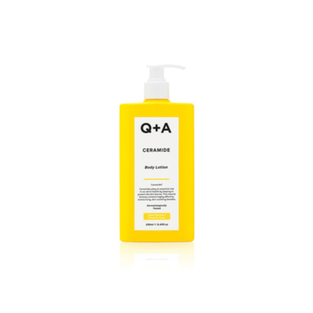 Q+A Ceramide Body Lotion, for Nourishing body care with Squalane, Ceramides, and a barrier-protecting Sugar Complex, provides the deep moisturisation you'd expect from a Body Butter, 8.45fl.oz