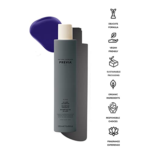 PREVIA Blonde Silver Conditioner for Blonde Gray & White Hair Neutralizes Brassiness Enhances Cold Blonde Hues Protects Color Boosts Shine Sulfate & Paraben Free Vegan 8.45 oz