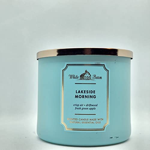Bath & Body Works, White Barn 3-Wick Candle w/Essential Oils - 14.5 oz - New Core Scents! (Lakeside Morning)