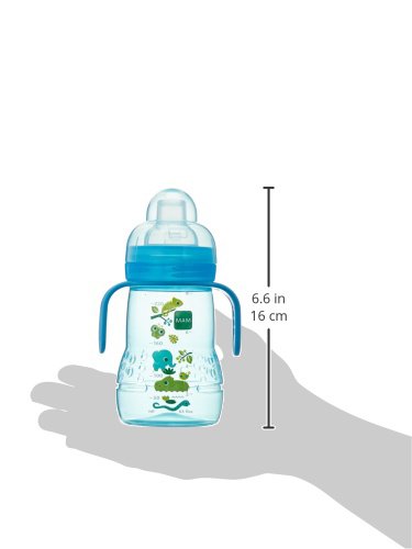 MAM Trainer Sippy Cup for Toddlers 1-3, 8 oz. Transition Drinking Cup with Extra-Soft Spout, Spill-Free Nipple, and Non-Slip Handles, for Boys 4+ Months, 1 Count
