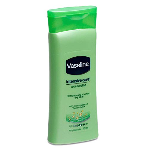 Vaseline Non Greasy Intensive Care Body Lotion, Aloe Soothe 6 Travel Packs x 3.4 Fl.Oz / 100 ML (Flight Friendly Size)