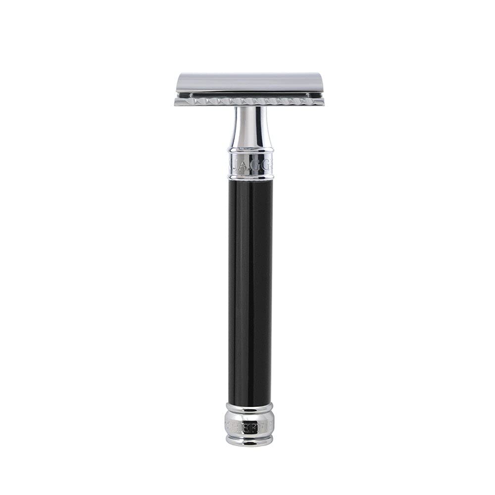 Edwin Jagger DE Safety Razor, Extra Long' Handle, Black