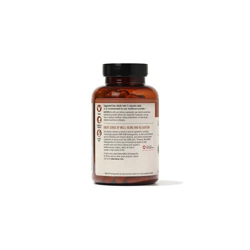NatureWise Ashwagandha for Stress - With KSM-66 Extract, GABA, L-Theanine, Rhodiola Rosea - Herbal Mood & Sleep Support - Vegan, Non-GMO, Gluten-Free - 60 Capsules[1-Month Supply]