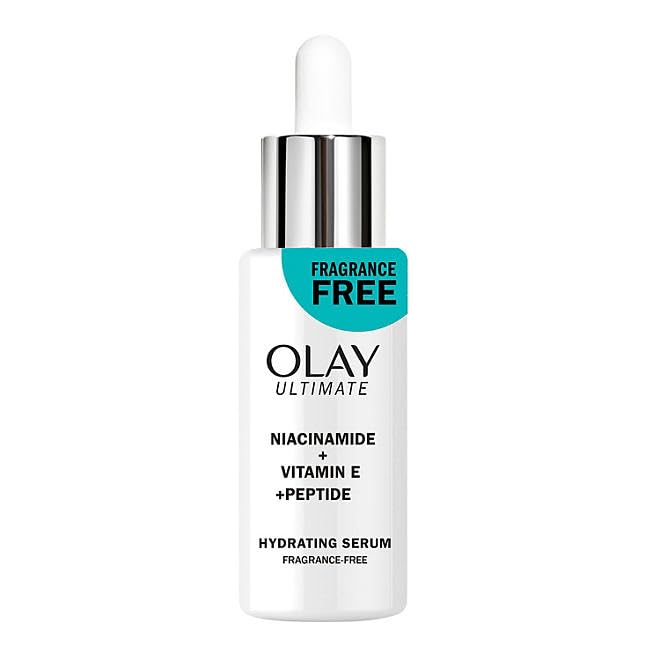 Olay Ultimate Niacinamide + Vitamin E + Peptide 24 Hydrating Serum, Fragrance Free, 1.3 Fl Oz (Pack of 2)