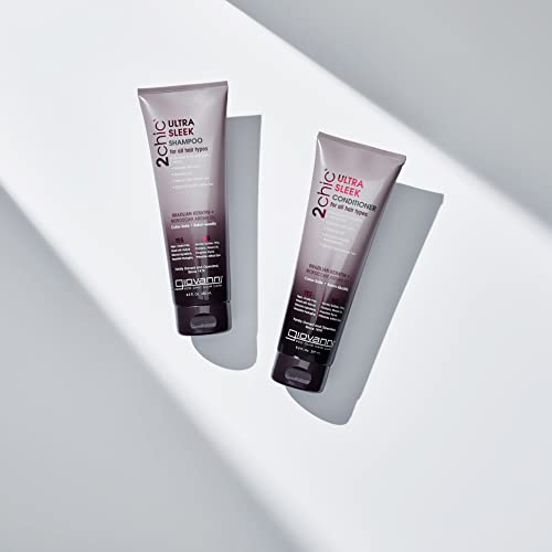 GIOVANNI 2chic Ultra-Sleek Conditioner - Brazilian Phyto-Keratin & Moroccan Argan Oil, Anti-Frizz Formula, Coconut, Shea Butter, Pro-Vitamin B5, Color Safe, Paraben Free - 24 oz