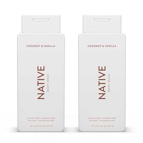 Native Body Wash Contains Naturally Derived Ingredients | For Women & Men, Sulfate, Paraben, & Dye Free Leaving Skin Soft and Hydrated | Coconut & Vanilla 18 oz - 2 Pk