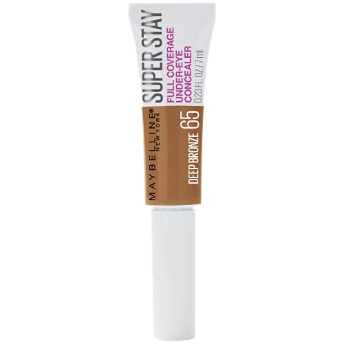 Maybelline New York Super Stay Super Stay Full Coverage, Under-eye Concealer Liquid Makeup For Up To 24H Wear, With Paddle Applicator, Deep Bronze, 0.23 fl. oz., 65 Deep Bronze