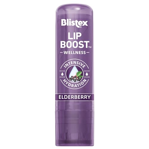 Blistex Lip Boost Wellness, Intensive Hydration from Coconut Oil & Beeswax, Elderberry Moisturizer (Pack of 2)