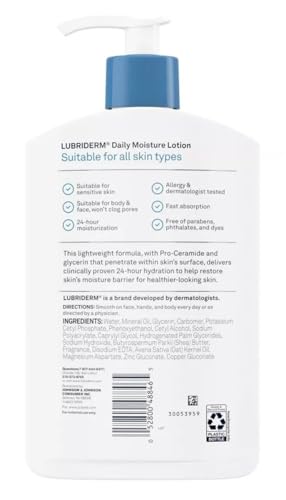 Lubriderm Daily Moisture Hydrating Body and Hand Lotion, Non-Greasy, 16 fl Oz, Package may vary