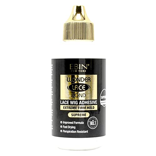 EBIN NEW YORK Wonder Lace Bond Wig Adhesive Supreme 3.04oz/90ml | Invisible Bonding Glue, Strong Hold for Poly and Lace Hairpiece, Latex Free and Waterproof