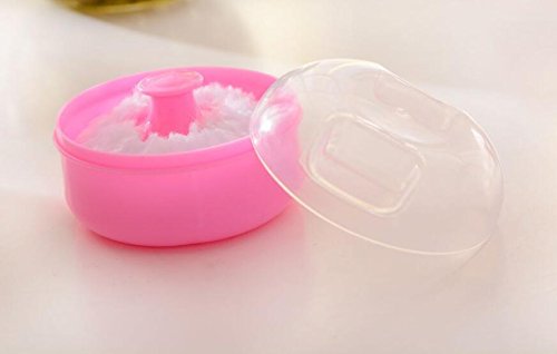 ericotry 2 Pcs Baby After-Bath Powder Puff Sponge Box Kit Dispensor DIY Make up Cosmetic Loose Powder Jar Container Case (Pink)