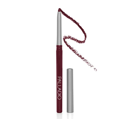 Palladio Retractable Waterproof Lip Liner High Pigmented and Creamy Color Slim Twist Up Smudge Proof Formula with Long Lasting All Day Wear No Sharpener Required, Black Berry