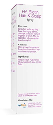 Hyalogic HA Biotin Hair & Scalp Spray - Promotes Appearance Of Thicker Hair - Moisturizes & Rejuvenates The Scalp - Contains Hyaluronic Acid & Biotin - Safe For Thinning Hair - 4 oz
