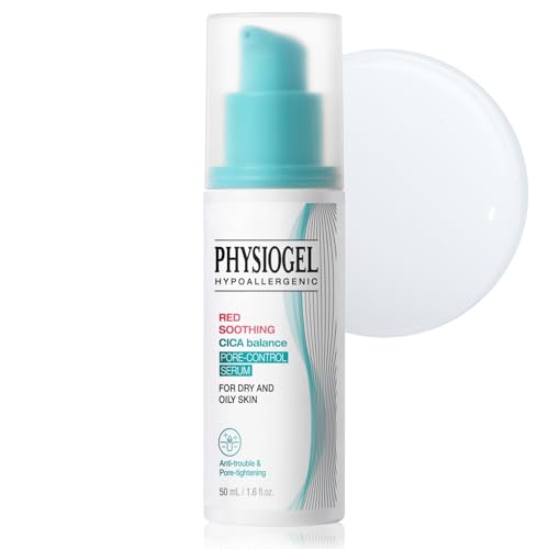 Physiogel Red Soothing CICA Balance Pore-Control Serum, Niacinamide Facial Exfoliant for Blackheads, Pore Minimizer Serum for Face, Korean skin care, 1.69 fl.oz