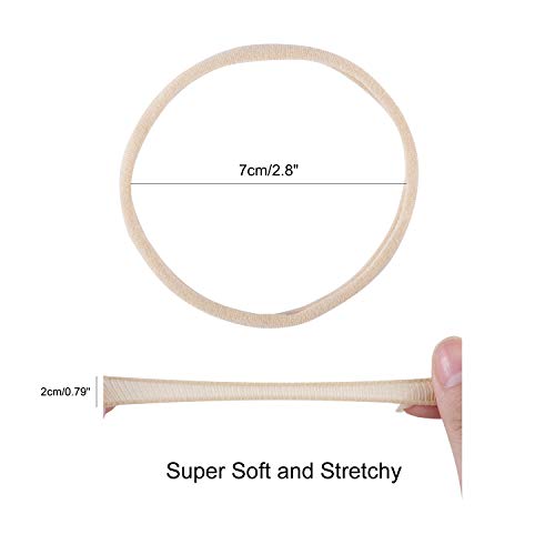 Lawie 100 Pack Bulk Super Soft Stretchy Elastic Nylon Headbands Bow Nude Hairband Slim Turban Headwrap Hair Ties Ponytail Holder for Newborn Infant Toddler Baby Girls