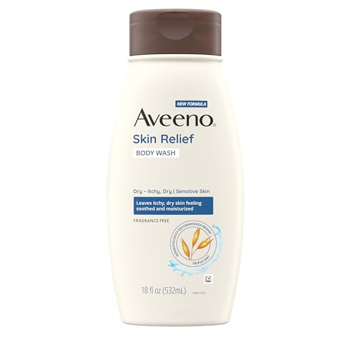 Aveeno Skin Relief Body Wash, Fragrance-Free with Triple Oat Formula, Gentle Daily Cleanser for Sensitive Skin Leaves Itchy, Dry Skin Feeling Soothed & Moisturized, Soap-Free, 18 fl. oz