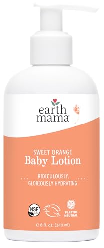 Earth Mama Sweet Orange Baby Lotion | Moisturizing Body Lotion for Dry Skin, Newborn Baby Lotion Sensitive Skin Care, Face Lotion for Babies & Kids with Shea Butter, Calendula & Aloe, 8 Fl Oz
