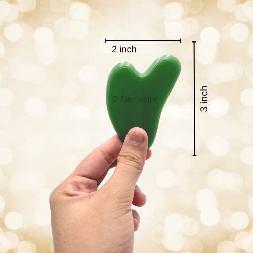 GEMSCITE | Gua Sha Stone | Face Manual Massage Tool Original |Green Jade | Scraping | Heart Shaped | for Body Skin Beauty Facial | Face Slimming - Wholesalegemshop