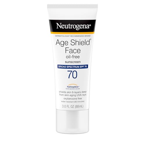 Neutrogena Age Shield Face Oil-Free Sunscreen Lotion with Broad Spectrum SPF 70, Non-Comedogenic Moisturizing Sunscreen to Help Prevent Signs of Aging, PABA-Free, 3 fl. oz.