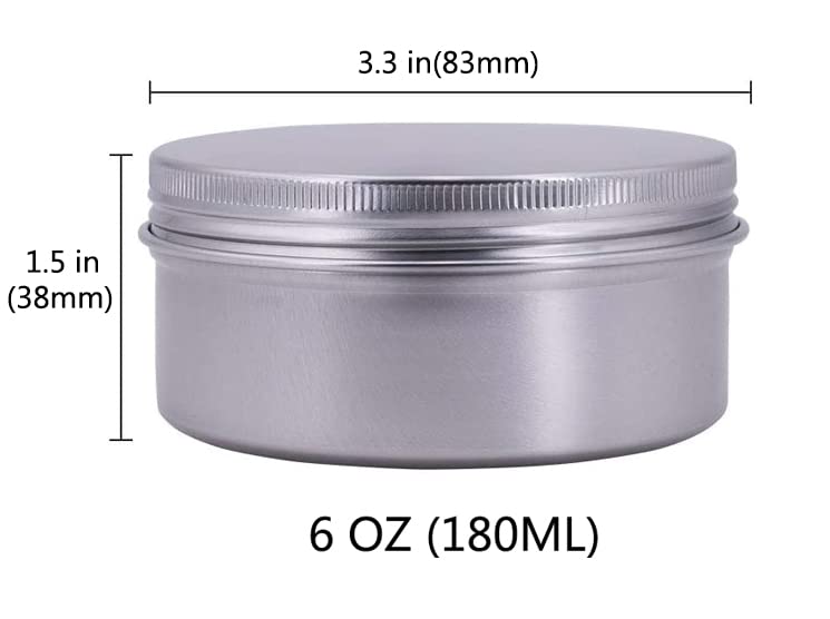 Healthcom 5-Ounce 12 Pack Screw Top Round Steel Tin Cans Aluminum Metal Tin Flat Storage Container for DIY Beauty,Cosmetics,Accessories,Candle Travel Tins or Storage Survival Kit