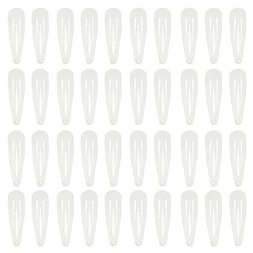 40 Counts White Color Metal Snap Hair Clips 2 Inch Barrettes for Women Accessories