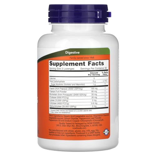 NOW Foods - Chewable Papaya Enzymes, 180 Lozenges
