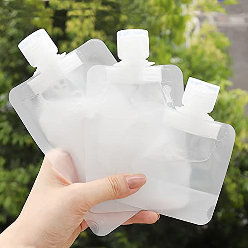 Portable Travel Fluid Makeup Packing Bag Transparent Clamshell Packaging Bag Plastic Stand Up Spout Pouch Refillable Empty Squeeze Pouch for Lotion/Shampoo/Face Cream/Hand Soap (10 Pcs) Gift Funnel