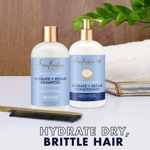 SheaMoisture Shampoo and Conditioner Set, Manuka Honey & Yogurt (13 Oz Ea) + Whipped Curl Cream (11.5 Oz) 3pc Bundle, Hydrate and Repair Shampoo and Conditioner, Shea Moisture Curly Hair Products